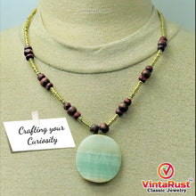 Load image into Gallery viewer, Metal and Wooden Beaded Chain Necklaces With Stone