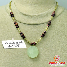 Load image into Gallery viewer, Metal and Wooden Beaded Chain Necklaces With Stone