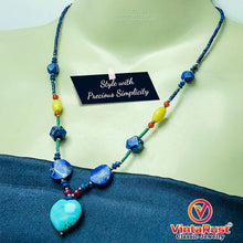 Load image into Gallery viewer, Vintage Lapis and Turquoise Stones Beaded Necklace