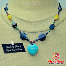 Load image into Gallery viewer, Vintage Lapis and Turquoise Stones Beaded Necklace