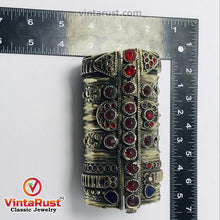 Load image into Gallery viewer, Big Massive Antique Cuff Bracelet With Glass Stones