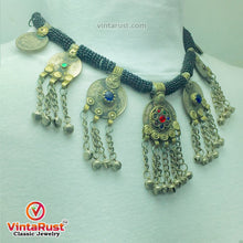 Load image into Gallery viewer, Black Beaded Necklace With Dangling Coins Pendants