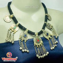 Load image into Gallery viewer, Black Beaded Necklace With Dangling Coins Pendants