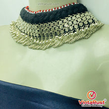 Load image into Gallery viewer, Black and Silver Kuchi Metal Bells Choker Necklace