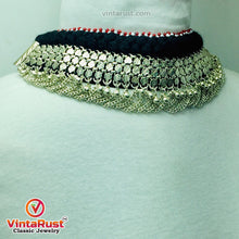 Load image into Gallery viewer, Black and Silver Kuchi Metal Bells Choker Necklace