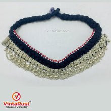 Load image into Gallery viewer, Black and Silver Kuchi Metal Bells Choker Necklace