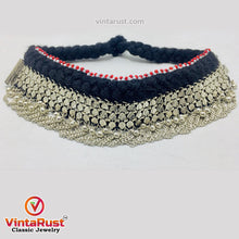 Load image into Gallery viewer, Black and Silver Kuchi Metal Bells Choker Necklace