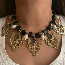 Load image into Gallery viewer, Handmade Black Stone Tribal Choker Necklace