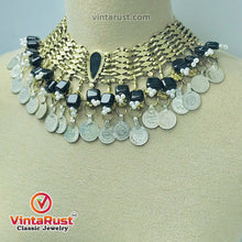 Load image into Gallery viewer, Black Stones Statement Collar Choker Necklace