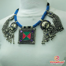 Load image into Gallery viewer, Blue Beaded Necklace With Dangling Pendants