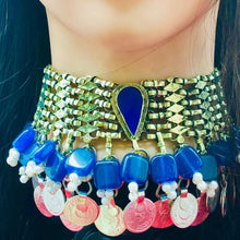Load image into Gallery viewer, Blue Vintage Coins Choker Necklace
