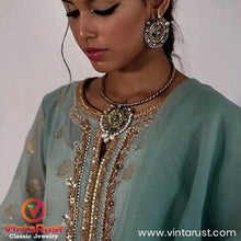 Load image into Gallery viewer, Bohemian Turqoise Beaded Hasli Choker Set and Earrings