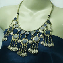 Load image into Gallery viewer, Boho Tribal Choker Necklace With Dangling Silver Tassels
