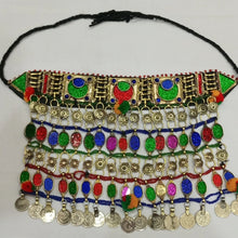 Load image into Gallery viewer, Kuchi Tribal Choker With Dangling Multicolor Stones and Coins