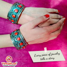 Load image into Gallery viewer, Boho Kuchi Cuff Bracelet With Stones