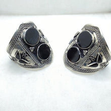 Load image into Gallery viewer, Kuchi Tribal Black Stone Cuff Bracelet