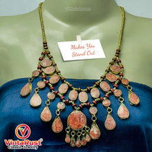 Load image into Gallery viewer, Brown Tribal Beaded Chain Choker Necklace