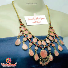 Load image into Gallery viewer, Brown Tribal Beaded Chain Choker Necklace