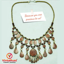 Load image into Gallery viewer, Brown Tribal Beaded Chain Choker Necklace