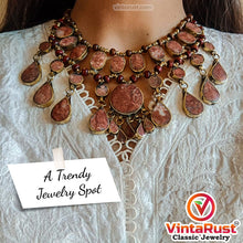 Load image into Gallery viewer, Brown Tribal Beaded Chain Choker Necklace