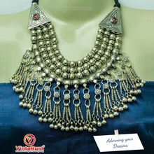 Load image into Gallery viewer, Afghan Choker Necklace with Silver Metal Beads