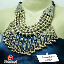 Load image into Gallery viewer, Afghan Choker Necklace with Silver Metal Beads