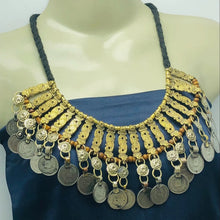 Load image into Gallery viewer, Vintage Coins Choker Necklace With Beaded Multilayers Chains