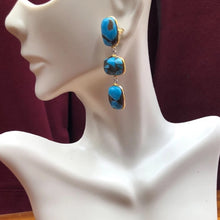Load image into Gallery viewer, Long Dangle Turquoise Earrings