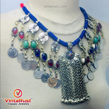 Load image into Gallery viewer, Dangling Vintage Coins and Stone Necklace