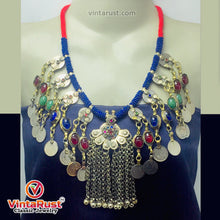 Load image into Gallery viewer, Dangling Vintage Coins and Stone Necklace