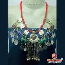 Load image into Gallery viewer, Dangling Vintage Coins and Stone Necklace