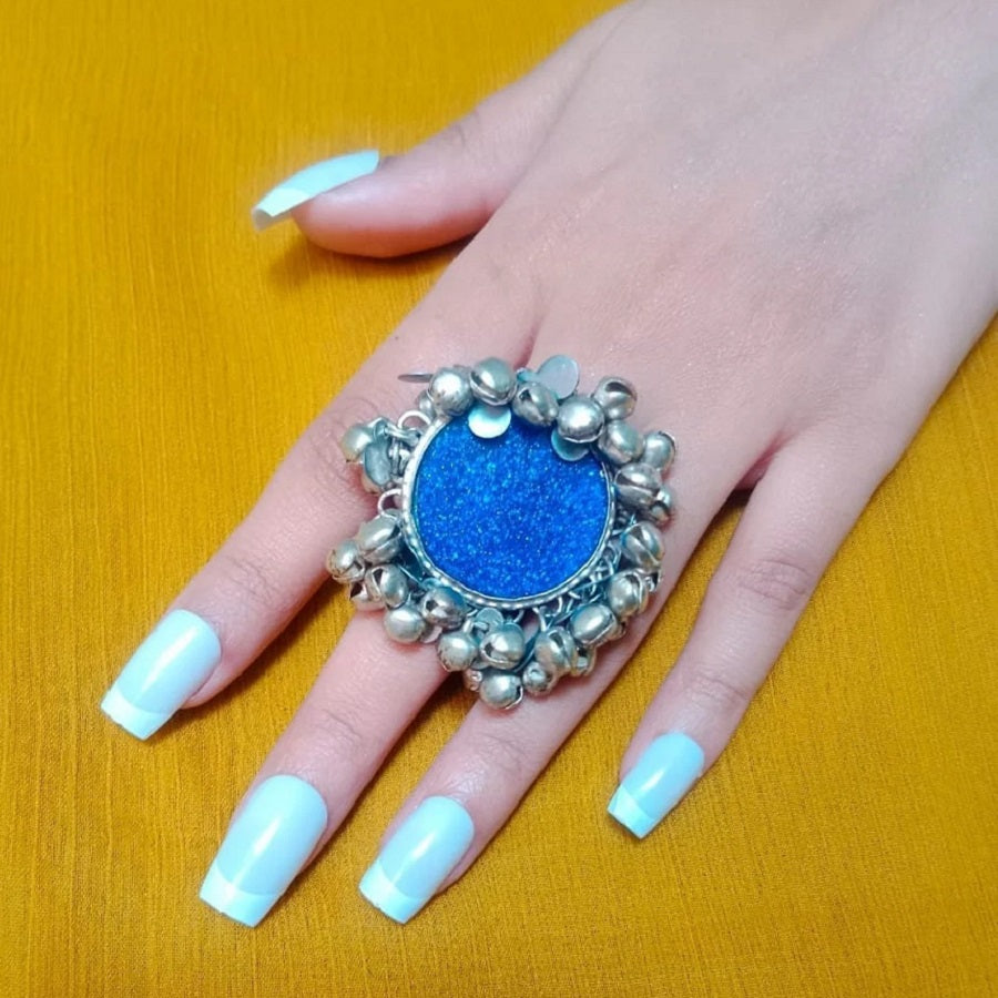 Afghan Kuchi Ring with Bells, Vintage Ring, Afghan Ring, Ethnic Ring Vintage Afghan Bell Rings: Unique Ethnic Jewelry, Antique  main image 3