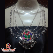 Load image into Gallery viewer, Vintage Silver Pendant Multilayer Bib Necklace