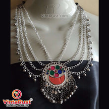 Load image into Gallery viewer, Vintage Silver Pendant Multilayer Bib Necklace