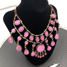 Load image into Gallery viewer, Ethnic Afghan Pink Stone Choker Necklace
