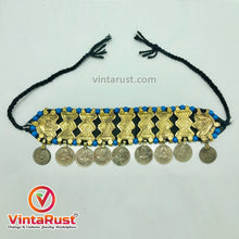 Load image into Gallery viewer, Choker With Golden Metal Motifs and Turquoise Beads