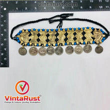 Load image into Gallery viewer, Choker Necklace With Golden Metal Motifs and Turquoise Beads