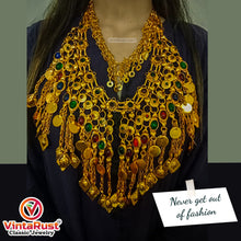 Load image into Gallery viewer, Golden Tone Choker Necklace With Long Dangling Tassels