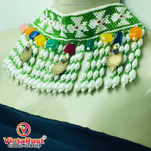 Load image into Gallery viewer, Green and White Beaded and Pearls Choker Necklace
