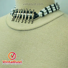 Load image into Gallery viewer, Green and White Beaded Multilayers Chains Necklace