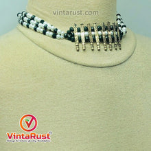 Load image into Gallery viewer, Green and White Beaded Multilayers Chains Necklace