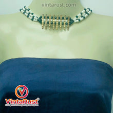 Load image into Gallery viewer, Green and White Beaded Multilayers Chains Necklace