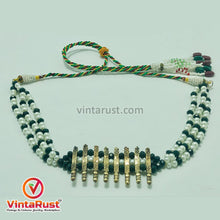 Load image into Gallery viewer, Green and White Beaded Multilayers Chains Necklace
