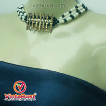 Load image into Gallery viewer, Green and White Beaded Multilayers Chains Necklace