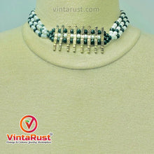 Load image into Gallery viewer, Green and White Beaded Multilayers Chains Necklace
