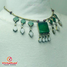 Load image into Gallery viewer, Green and White Stone Necklace
