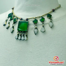 Load image into Gallery viewer, Green and White Stone Necklace