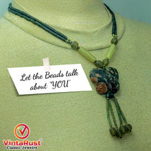 Load image into Gallery viewer, Green Beaded Chain Necklace With Dangling Butterfly Pendant