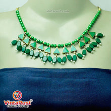 Load image into Gallery viewer, Green Beaded Stone and Small Pearls Necklace