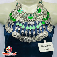 Load image into Gallery viewer, Tribal Green Long Tassels Choker Necklace